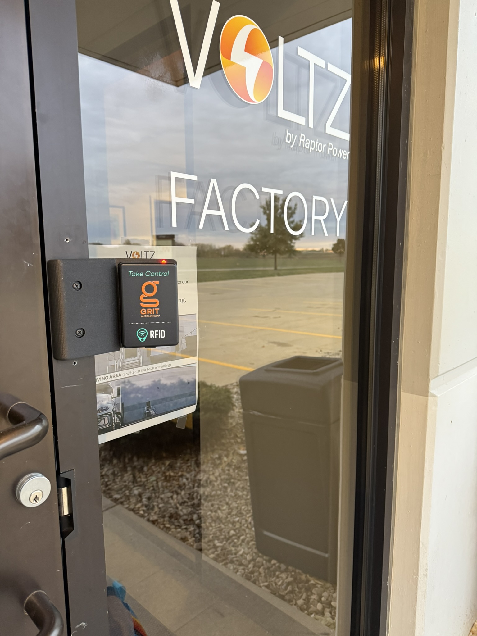 GRIT RFiD reader installed at the entrance to the Voltz Factory
