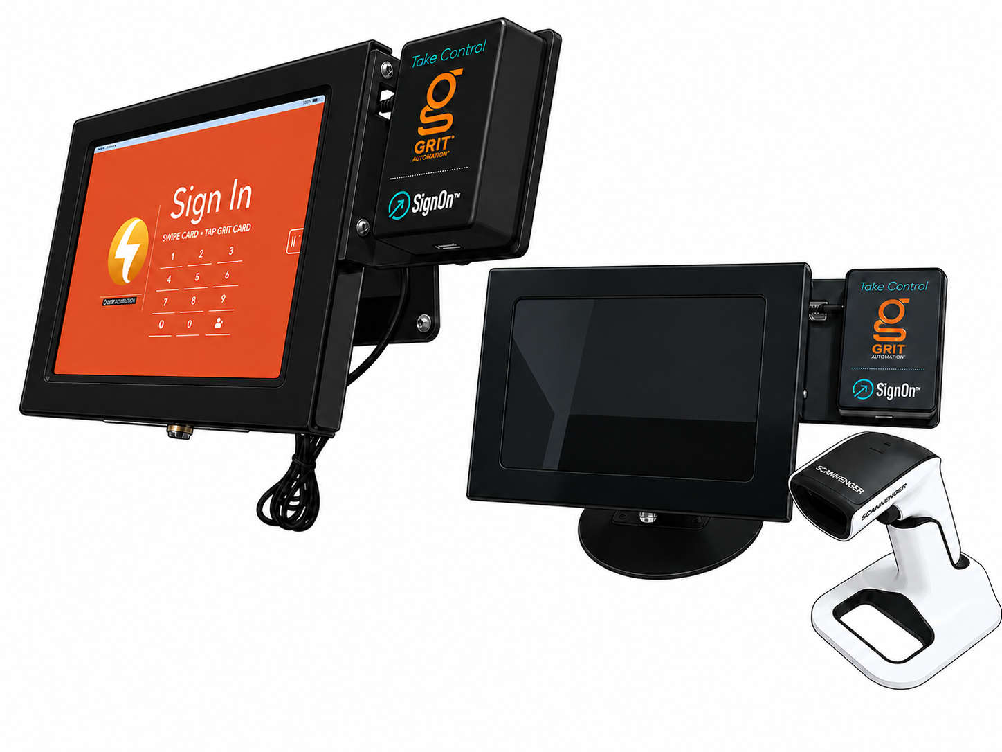 Illustrated GRIT Track SignOn standard integrated-reader and third-party-reader configurations